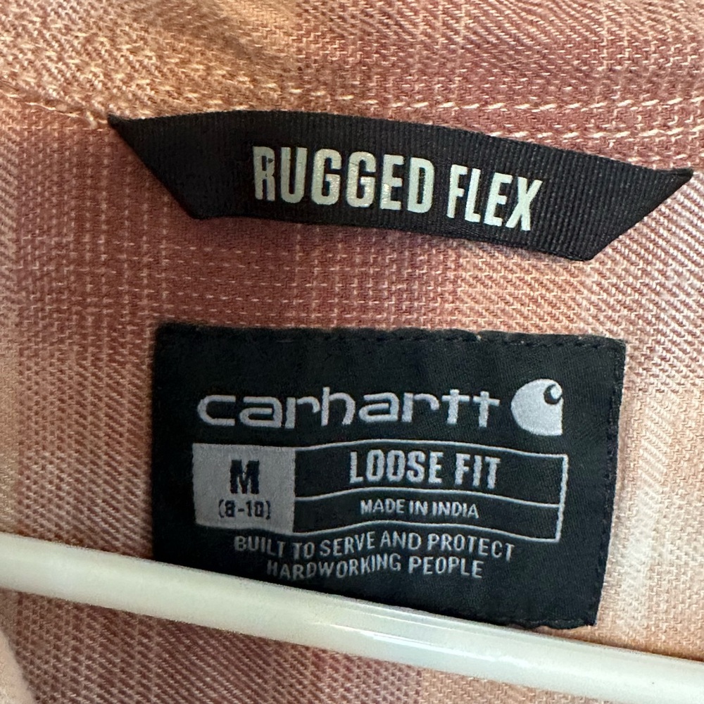 Carhartt Rugged Flex Plaid Button-Up Shirt in Rust/Pink size M - Picture 2 of 4
